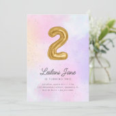 Katoen Snoep Waterverf Meisjes 2e Verjaardagsballo Kaart (Staand voorkant)