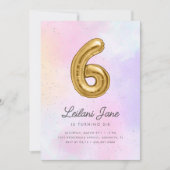 Katoen Snoep Waterverf Meisjes 6e Verjaardagsballo Kaart (Voorkant)