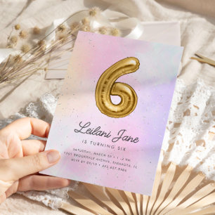 Katoen Snoep Waterverf Meisjes 6e Verjaardagsballo Kaart