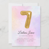 Katoen Snoep Waterverf Meisjes 7e Verjaardagsballo Kaart (Voorkant)