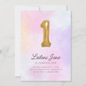 Katoen Snoep Waterverf Meisjes Verjaardagsballon Kaart (Voorkant)