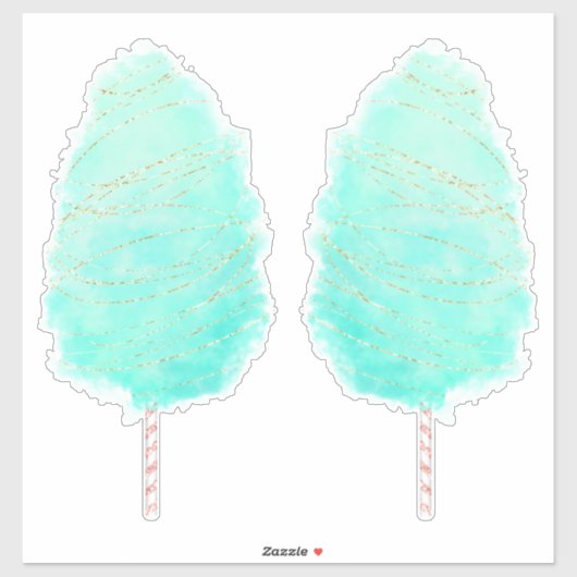 Katoen snoep waterverf schattig blauwgroen groen g sticker (Vel)