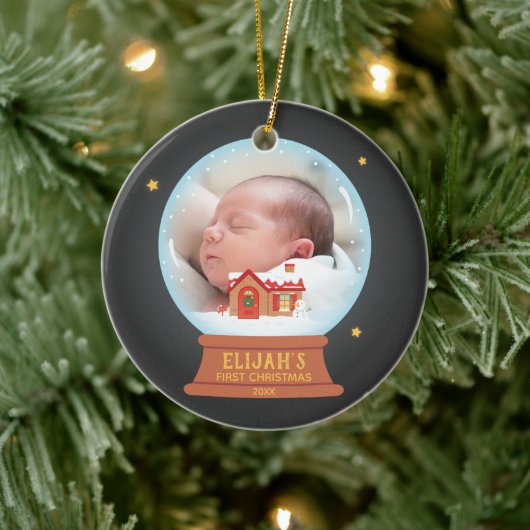 Katoen Snowman Snow Wereldbol Babys 1 Kerstmis Keramisch Ornament (Boom)