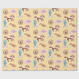 Katoen Suikerspin Westers Thema Cowgirl Feest Kuns Cadeaupapier