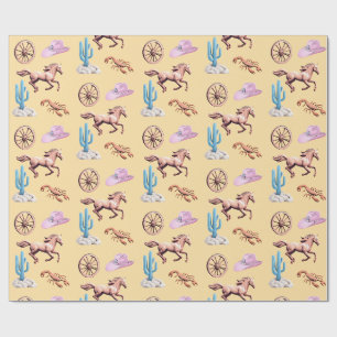 Katoen Suikerspin Westers Thema Cowgirl Feest Kuns Cadeaupapier