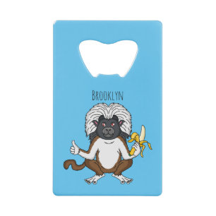 Katoen Top Tamarin aap cartoon illustratie Creditkaart Flessenopener