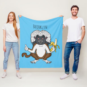 Katoen Top Tamarin aap cartoon illustratie Fleece Deken