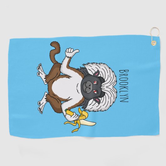 Katoen Top Tamarin aap cartoon illustratie Golfhanddoek (Horizontaal)