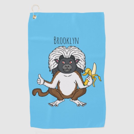 Katoen Top Tamarin aap cartoon illustratie Golfhanddoek (Voorkant)