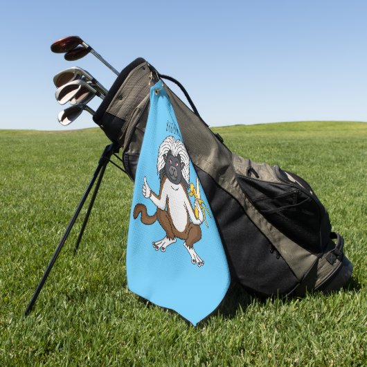 Katoen Top Tamarin aap cartoon illustratie Golfhanddoek (Groen)