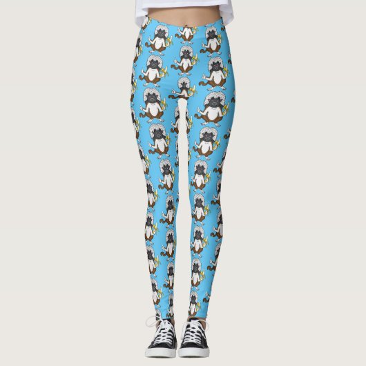 Katoen Top Tamarin aap cartoon illustratie Leggings (Voorkant)