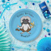 Katoen Top Tamarin aap cartoon illustratie Papieren Bordje (Feest)