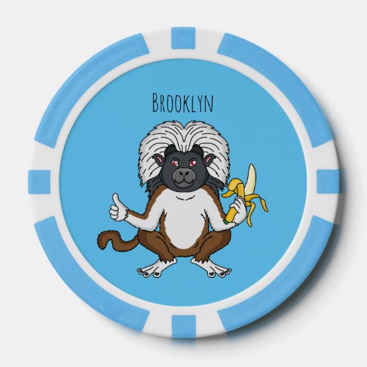 Katoen Top Tamarin aap cartoon illustratie Poker Chips (Voorkant)