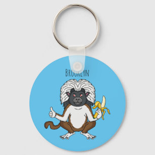 Katoen Top Tamarin aap cartoon illustratie Sleutelhanger