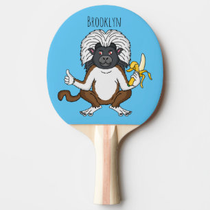 Katoen Top Tamarin aap cartoon illustratie Tafeltennisbatje