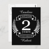 Katoen trouwdag 2 jaar getrouwd briefkaart (Voorkant / Achterkant)