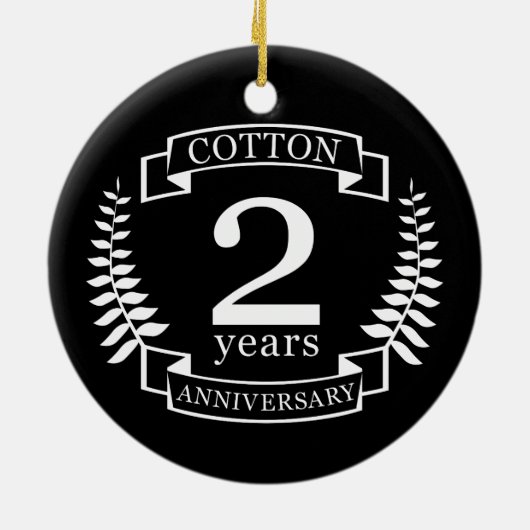Katoen trouwdag 2 jaar getrouwd keramisch ornament (Achterkant)