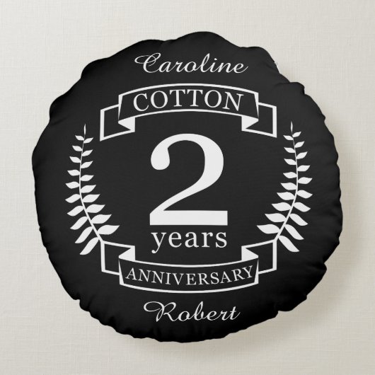 Katoen trouwdag 2 jaar getrouwd rond kussen (Achterkant)