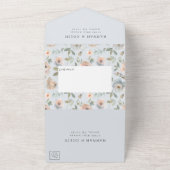 Katoen tuinpasta blauw perkoraal in één keer all in one uitnodiging (Buitenkant)