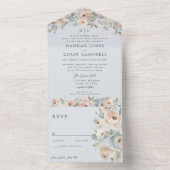 Katoen tuinpasta blauw perkoraal in één keer all in one uitnodiging (Binnen)