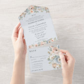 Katoen Tuinpasta Blauw Perzenkoraal All In One Uitnodiging (Afscheurbaar)