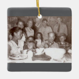 Katoen-wit familie 1950 keramisch ornament