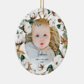 Katoen Wreate Baby 1e kerstfoto-ornament Keramisch Ornament (Rechts)
