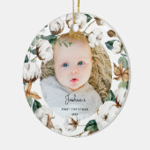 Katoen Wreate Baby 1e kerstfoto-ornament Keramisch Ornament (Links)