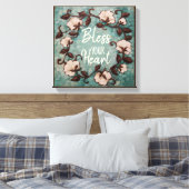 Katoen, zonder hart, met ruw, gerasterd Canvas Afdruk (Insitu (Slaapkamer))