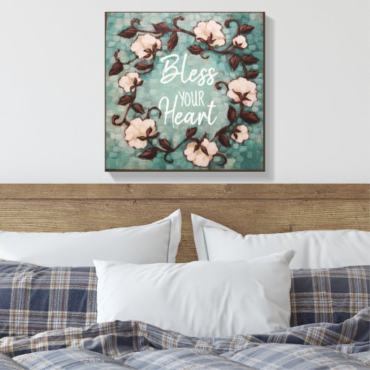 Katoen, zonder hart, met ruw, gerasterd Canvas Afdruk (Insitu (Slaapkamer))