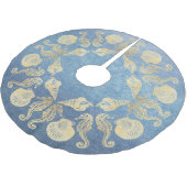 Katoenband Faux Metallic Blue Gold Zee Shell Kerstboom Rok (Gekanteld)