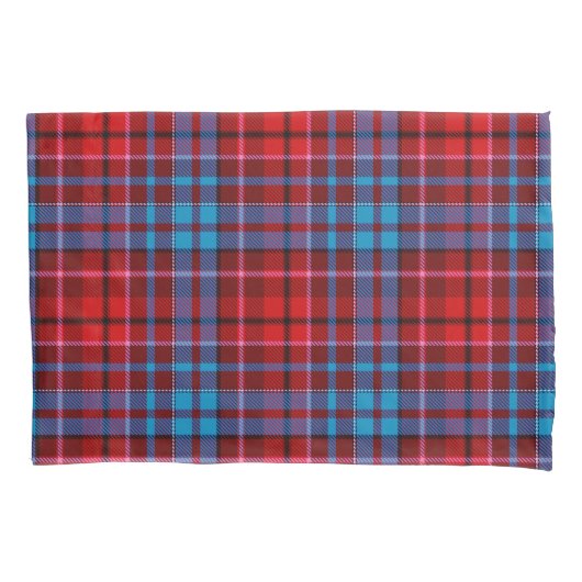 Katoenblauw rood geruit Schotse ruit ontwerp Kussensloop (Voorkant)