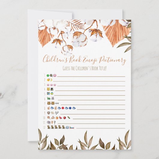 Katoenbloem Baby shower Emoji Boek Emoji Kaart (Voorkant)