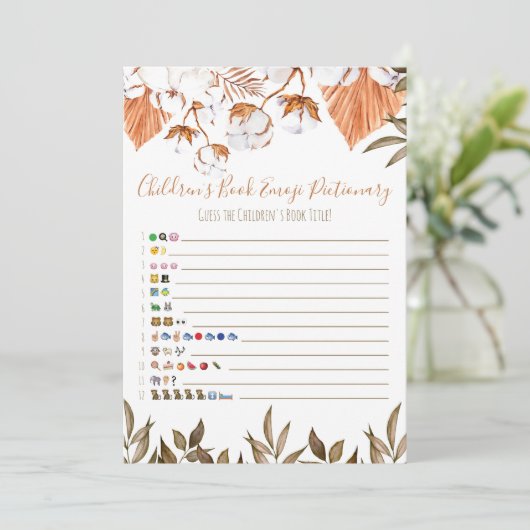 Katoenbloem Baby shower Emoji Boek Emoji Kaart (Staand voorkant)