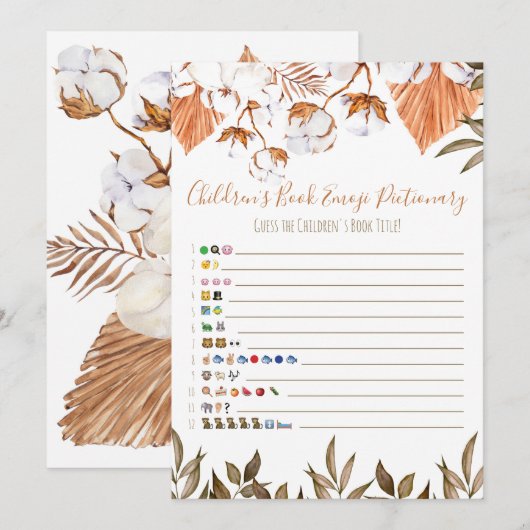 Katoenbloem Baby shower Emoji Boek Emoji Kaart (Voorkant / Achterkant)