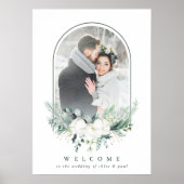 Katoenen Bloem Gebogen Lijst Foto Trouw Welkom  Poster (Voorkant)