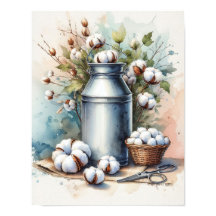 Katoenen boeket in een melkbus