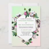 Katoenen Bollen Bloemen Roze Groene Huwelijksuitno Kaart (Voorkant)
