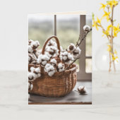 Katoenen bos in rieten mand kaart (Gele Bloem)