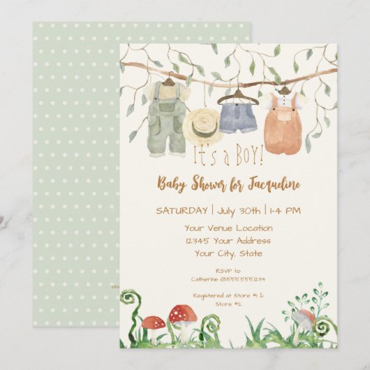 Katoenen Bossen Paddenstoelen Baby Kaart (Voorkant / Achterkant)