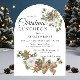 Katoenen Dennen Bedrijfs Kerst Luncheon Acryl Uitnodigingen