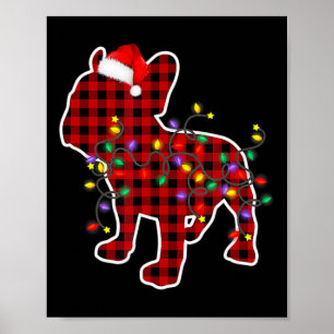Katoenen Franse Bulldog Kerst Pijama Familie Hond Poster