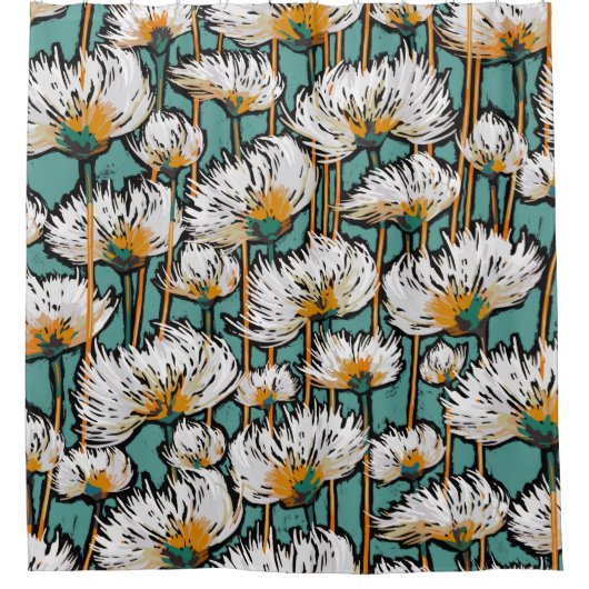 Katoenen grasveldpatroon douchegordijn (Voorkant)