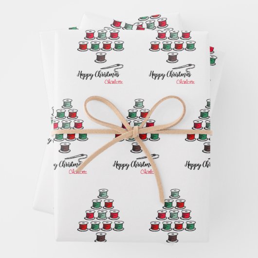 Katoenen haspel kerstboom inpakpapier vel (In situ)