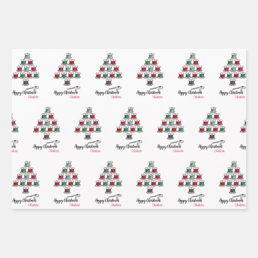 Katoenen haspel kerstboom inpakpapier vel (Voorkant)