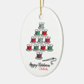 Katoenen haspel kerstboom keramisch ornament (Links)