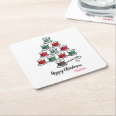 Katoenen haspel kerstboom naaien kartonnen onderzetters (Schuin)