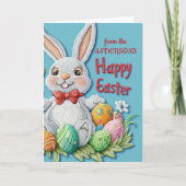 Katoenen konijn en paaseieren prettig Pasen Feestdagen Kaart (Voorkant)