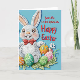 Katoenen konijn en paaseieren prettig Pasen Feestdagen Kaart