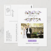Katoenen Lavendel Trouwfoto Bedankt Briefkaart (Voorkant / Achterkant)